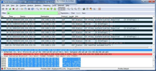Successful authentication with SIP server