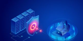 Hacker attacking server or database.