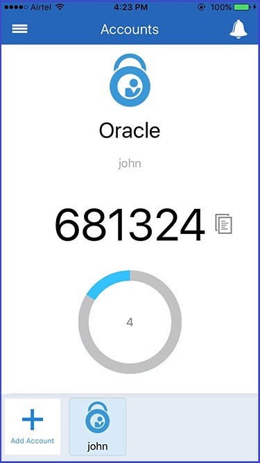 Figure 2 - Oracle MFA.
