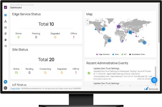 Barracuda Networks SecureEdge dashboard.