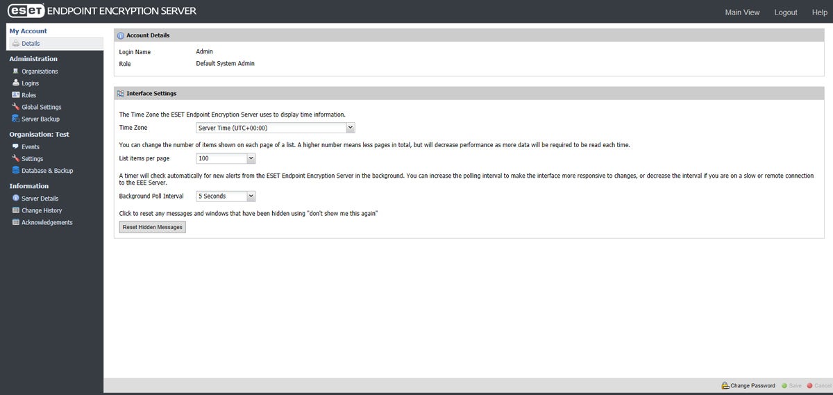 ESET account dashboard.
