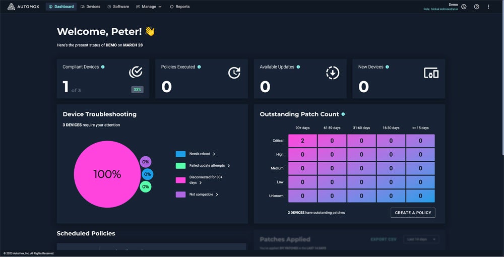 Automox interface.