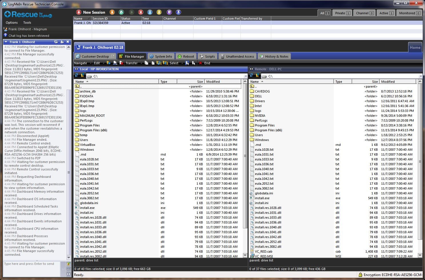 LogMeIn Rescue file manager
