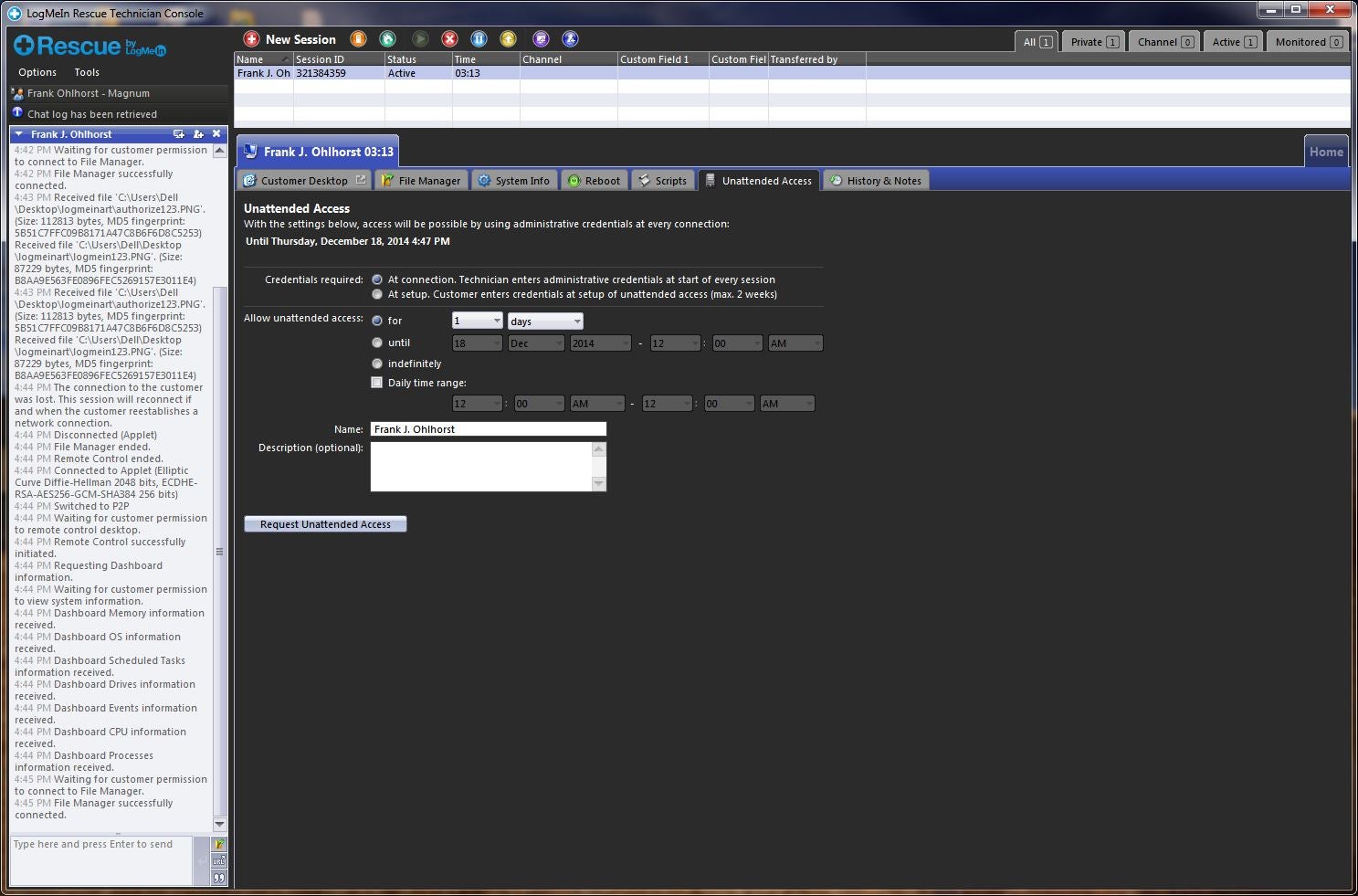 LogMeIn Rescue session scheduling
