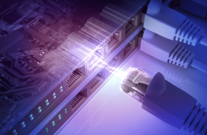 Connection with an ethernet switch port and cable.