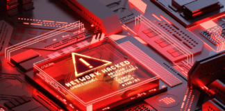 3D illustration of a hacking into hardware and network ransomware cyber security concept.