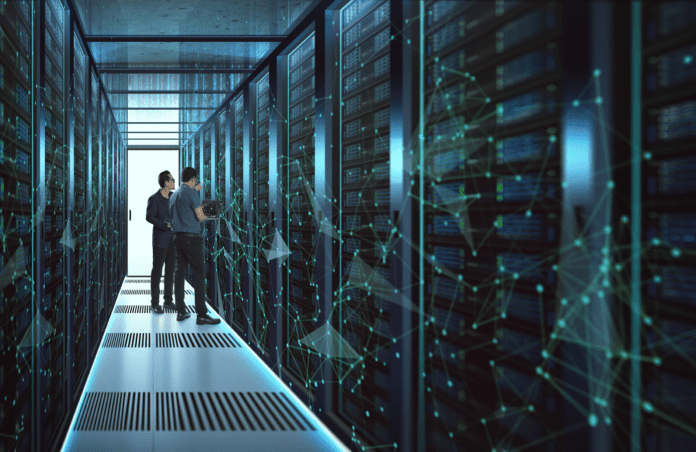 IT administrators working on a data center.