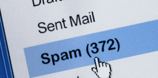 Screen capture of a highlighted Spam label/category in an actual email account.