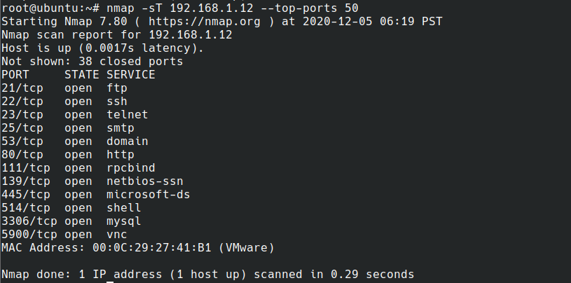 Nmap port scanning.