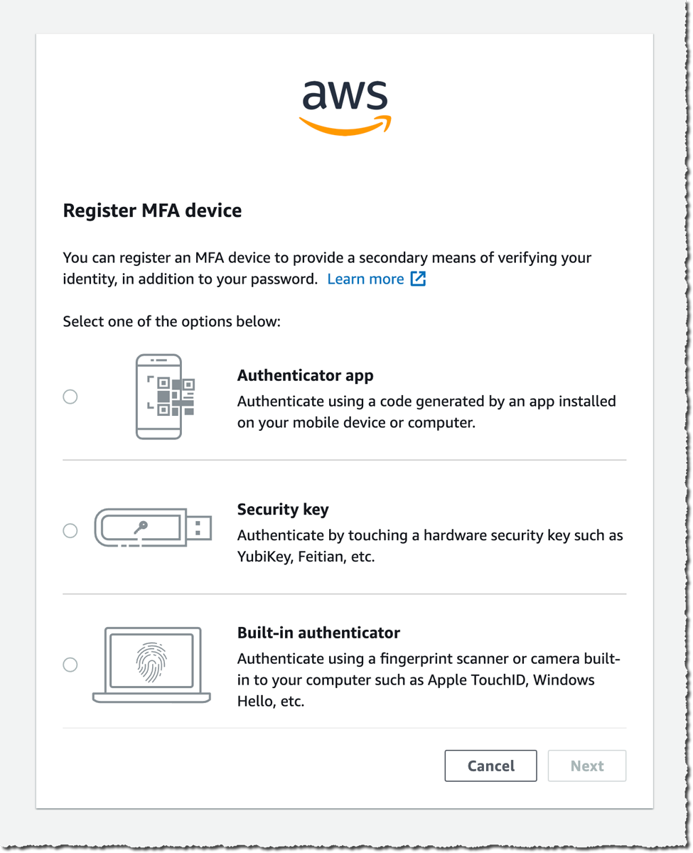 Figure 1 - AWS MFA.