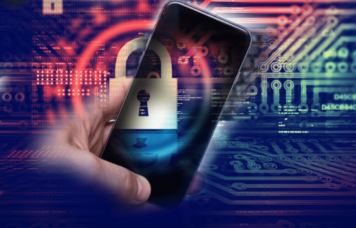 Abstract concept of data protection in mobile devices.