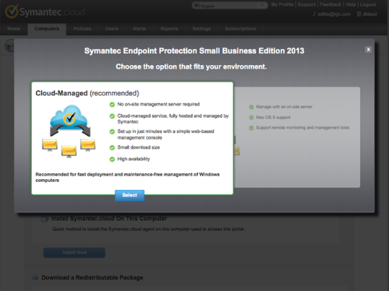Symantec SBE2013 install wizard