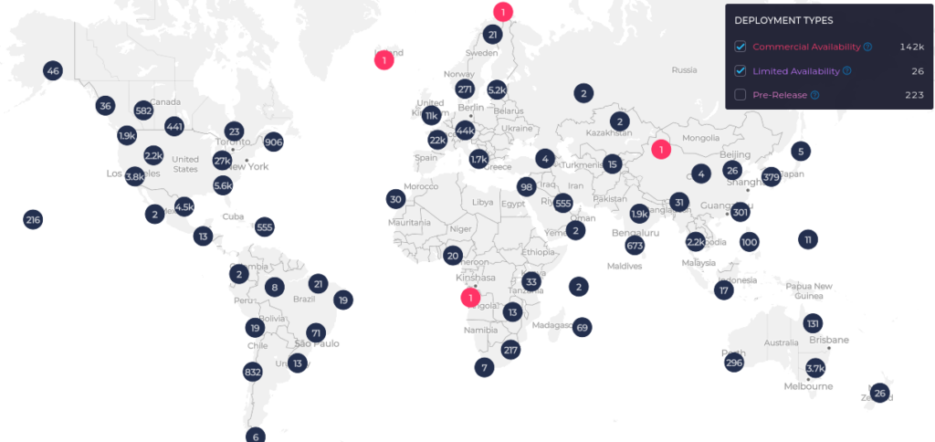 Map of 5G availability worldwide