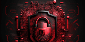Shield and a closed lock with various circuit pattern.
