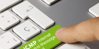 ICMP Internet Control Message Protocol printed text on a keyboard.